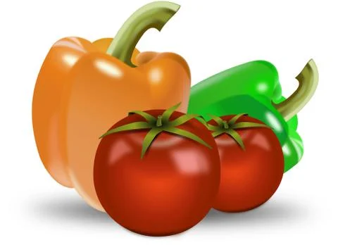 Small set of vegetables, tomatoes and peppers Illustrazione stock