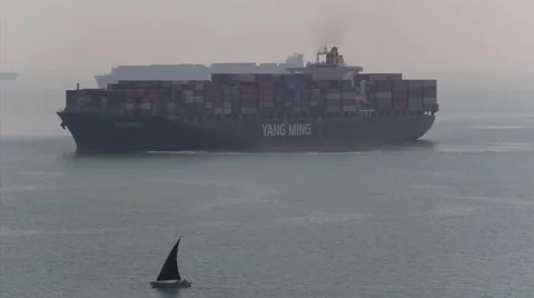 Small ship big ship Stock Footage 1976062