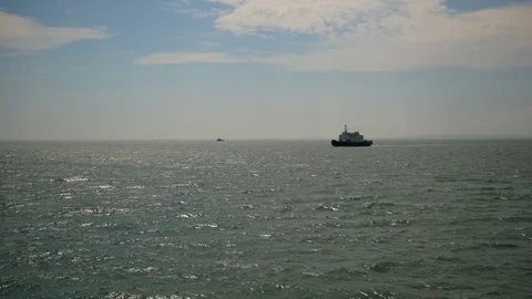 Small ship on a horizon Stock Footage 82701878
