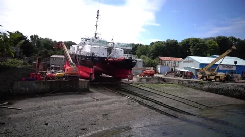 Small shipyard on the river Tamar, Cornwall England Stock Footage 134566967