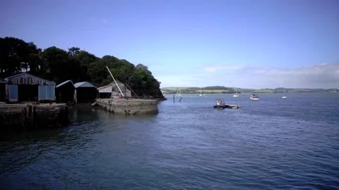 Small shipyard on the river Tamar, Cornwall England Stock Footage 134567112