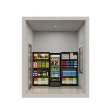 Small Shop Front Inside View 3D Render Illustration Stock Illustration