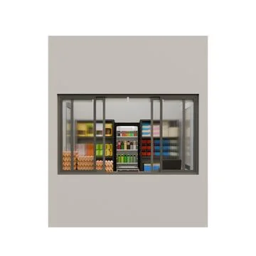 Small Shop Front View 3D Render Illustration Stock Illustration