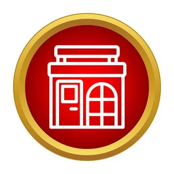 Small shop icon in red circle button Stockillustratie