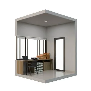 Small Shop Rear Left Corner View 3D Design Illustration Stock Illustration