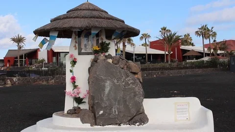 Small shrine next to beach Stock Footage 85893468
