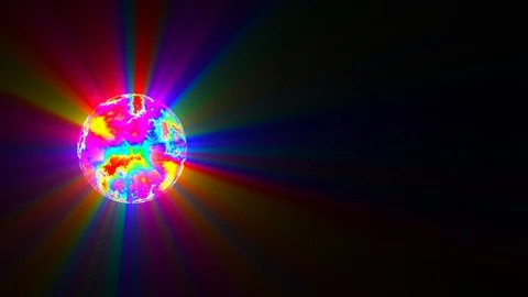 Small Side Colorful Sphere Surface Rays Abstract Motion Background Loop Fast Video stock 102058447