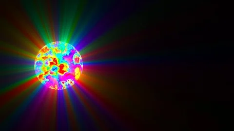 Small Side Colorful Sphere Surface Rays Abstract Motion Background Loop Slow Stock Footage 102061681