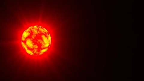 Small Side Red Hot Sun Rays Fractal Sphere Motion Background Loop Slow Stock-Footage 101944664