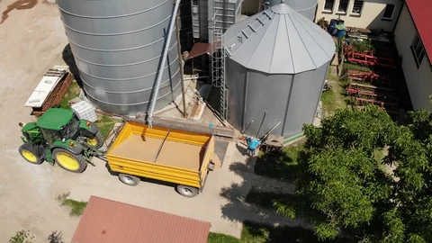 Small Silo Aerial shoot Stock Footage 93429190
