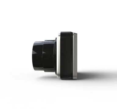 Small silver camera on white background - side view, ideal for digital and pr Stock Illustration