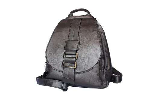 Small silver women's backpack. Stock Photos