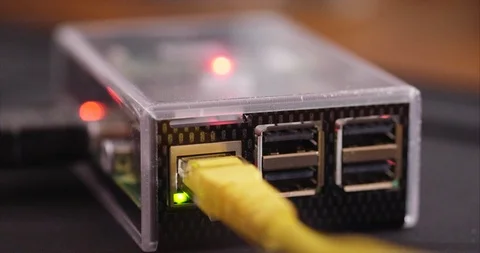 Small single board computer with network activity Stock Footage 101115894