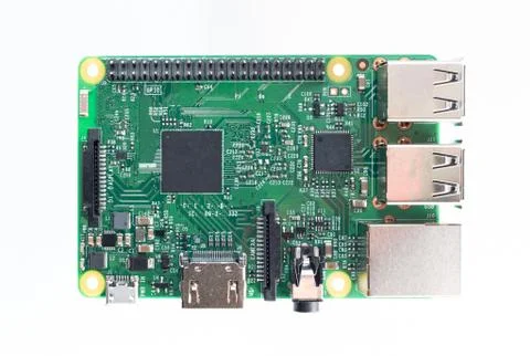 Small single-board computer on white background Stock Photos