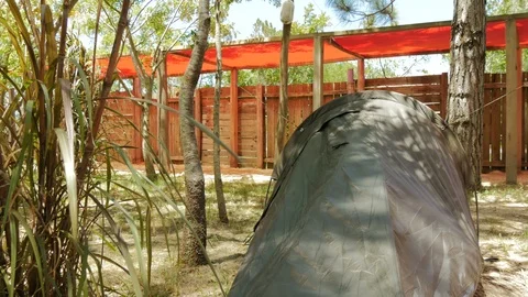 Small single person tent mounted. Video stock 87722530