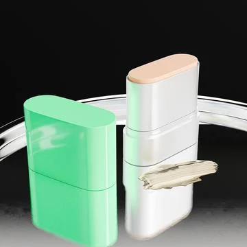 Small size green plastic Sunscreen Stick packaging Illustrazione stock