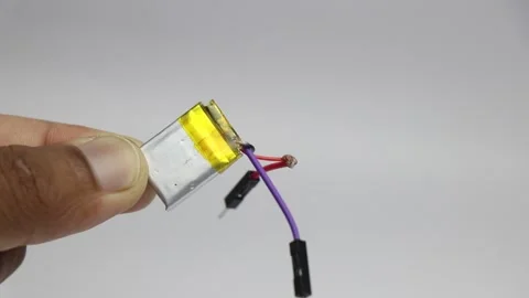 Small size lithium polymer battery with connector cable and pins Stock Footage 346665400