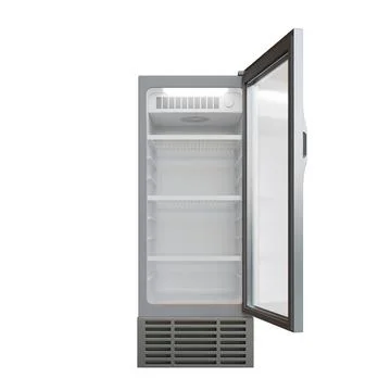 Small Size Showcase Display Cooler Front View Open Door Stock Illustration