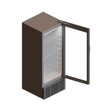 Small Size Showcase Display Cooler Isometric View Open Door Stock Illustration