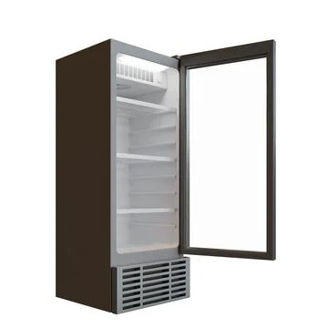 Small Size Showcase Display Cooler Side View Open Door Stock Illustration