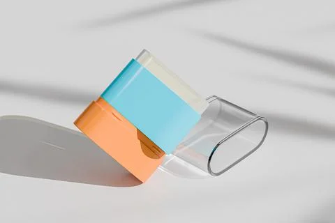 Small size Sunscreen Stick packaging with translucent clear cap Illustrazione stock