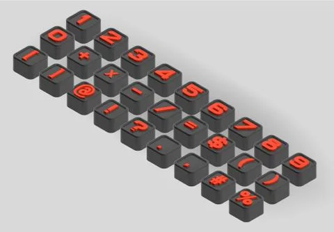 Small smoothed cubes letters. The three-dimensional axonometric set of numbers Stock Illustration