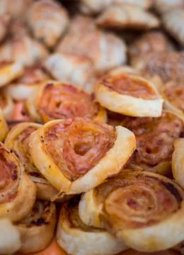 Small snack pizzas Stock Photos