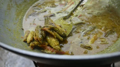 Small Snakehead or Channa orientalis fish curry. Stock Footage 321379092