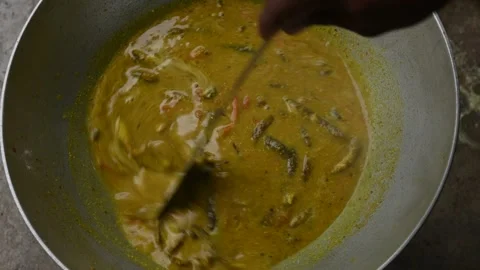 Small Snakehead or Channa orientalis fish curry. Stock Footage 321379113
