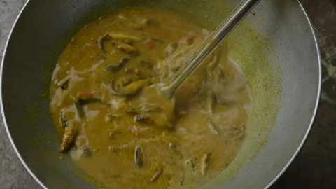Small Snakehead or Channa orientalis fish curry. Stock Footage 321379152