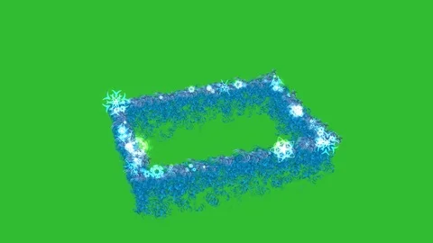 Small snowflakes emerge from an abstract rectangular shape - Chroma Key Stock Footage 121925800