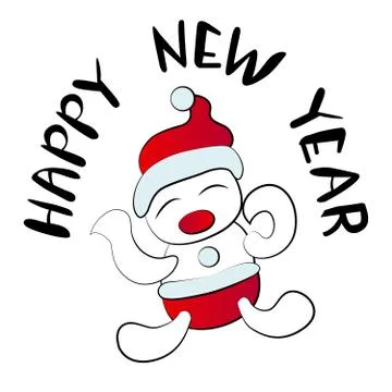 Small snowman in a hat  Stock Illustration