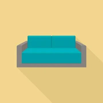 Small sofa icon, flat style Ilustração Stock