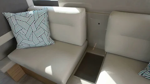 Small sofa on a yacht Stock Footage 74180977