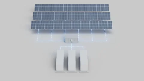 Small Solar Array Energy Storage Front View Looping Video 動画素材 283383302