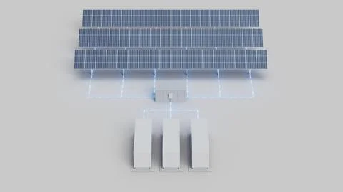 Small Solar Array Energy Storage Front View Stock Photos