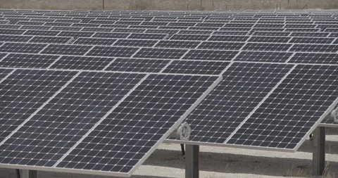 Small Solar farm in Desert Tilt Up Stock Footage 89941528