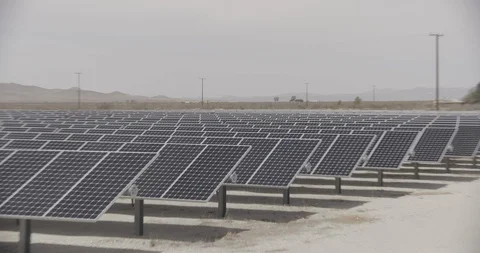 Small Solar farm in Desert Wide Shot with Crash Zoom In Stock Footage 89941578