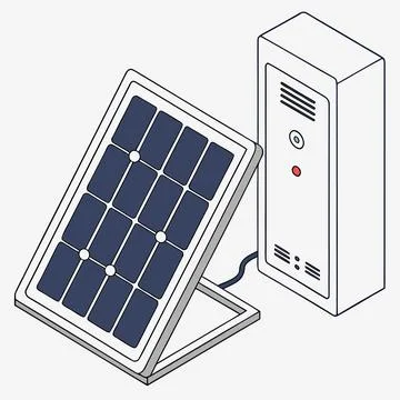 Small Solar Panel Unit Isolated on White Background Vector Stock Illustration