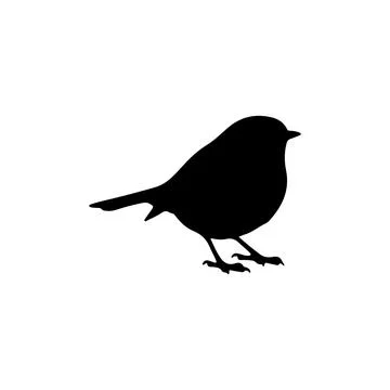Small Songbird Robin Silhouette Vector Illustration Isolated On White Background Stock-Illustration