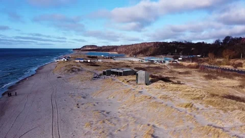 A small spa center on the coast of the Baltic Sea Stock Footage 184093348