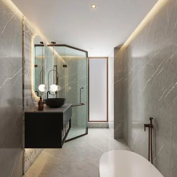 Small Space, Big Style Modern Bathroom Interiors for Compact Areas Stock Illustration