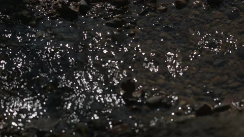 Small sparkling stream to out of focus bokeh ball abstract pattern. 4K tripod Stock Footage 177293501