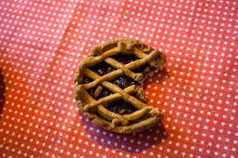 Small spelled pie for breakfast Stock Photos