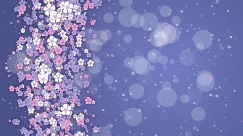 Small spring colored flowers on blue abstract background. Stock Footage 236588009