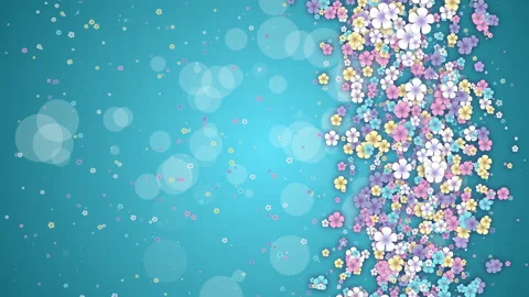 Small spring colored flowers on color of sea water abstract background. Stock Footage 236246337