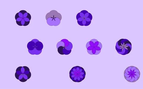 Small spring flowers, violets. Violet and purple color spring mood Stock Illustration