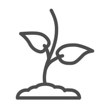 Small sprout with first leaves line icon, spring concept, seedling sign on white Illustration