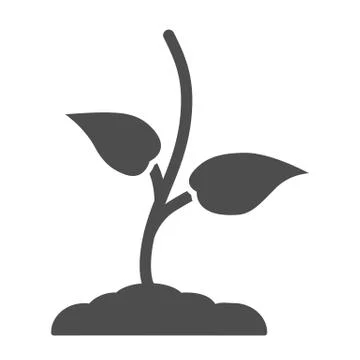Small sprout with first leaves solid icon, spring concept, seedling sign on Stockillustratie