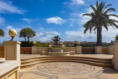 Small square and a statue in Monaco Stock Photos